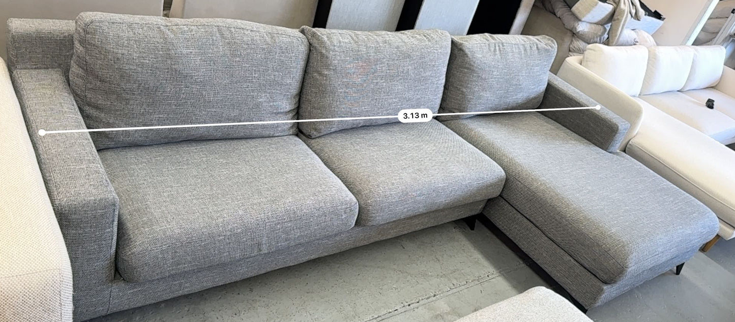 FocusOn Furniture Grey L-Shape Sofa with Chaise | Pre-Owned | Steam Cleaned | Sydney Wide Delivery