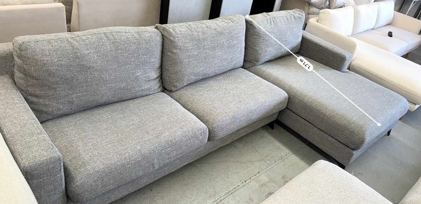 FocusOn Furniture Grey L-Shape Sofa with Chaise | Pre-Owned | Steam Cleaned | Sydney Wide Delivery