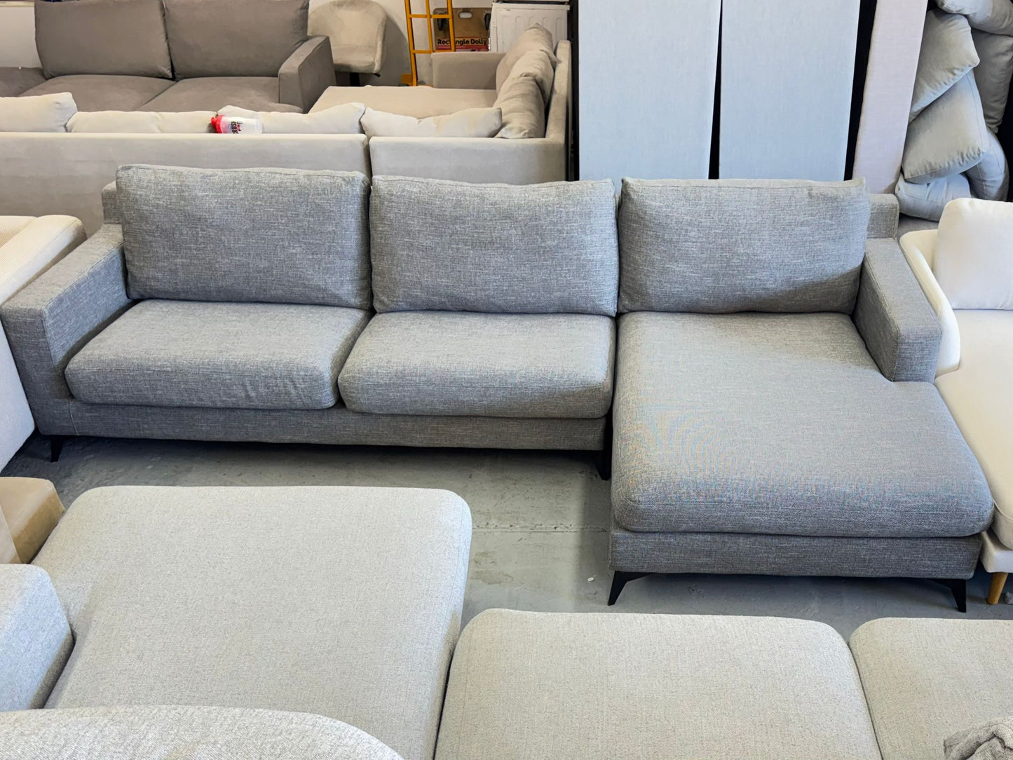 FocusOn Furniture Grey L-Shape Sofa with Chaise | Pre-Owned | Steam Cleaned | Sydney Wide Delivery