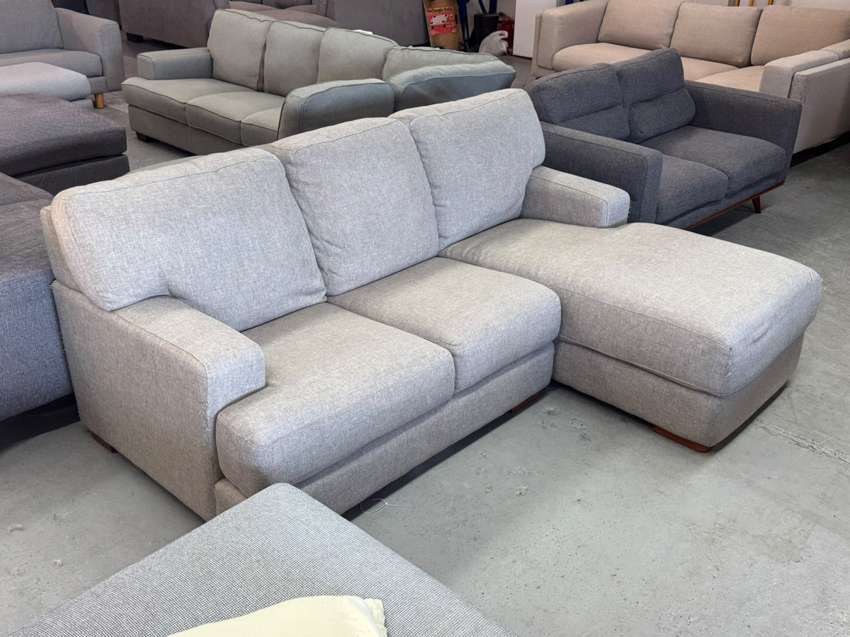 Plush Light Grey L-Shape Sofa | Sydney Wide Delivery | Pre-Owned