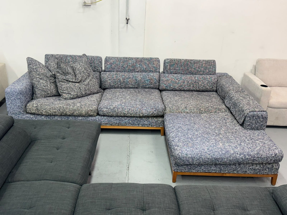 Feather Comfort L-Shape Sofa | Adjustable Headrests | Sydney Wide Delivery | Pre - Owned