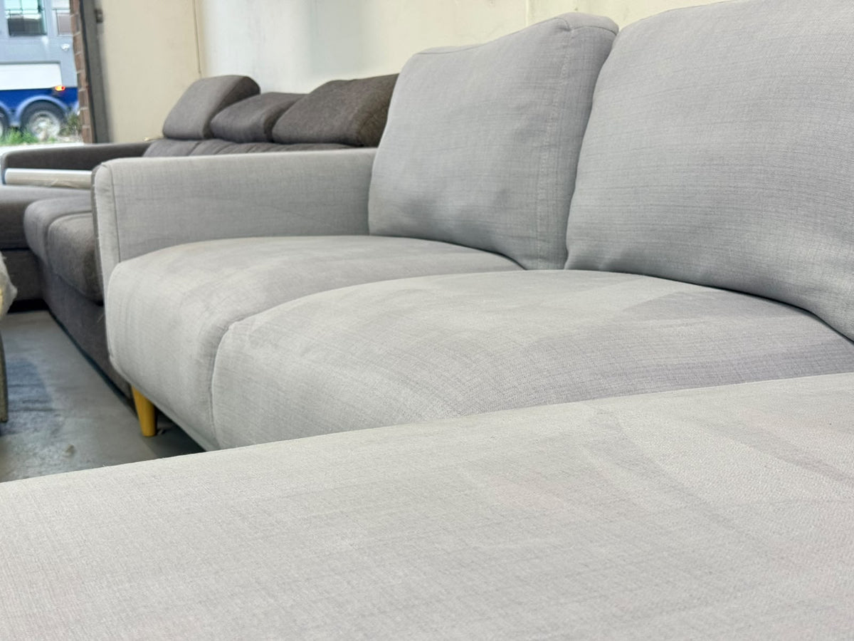 Plush Light Grey L-Shape Sofa | Washable Covers | Sydney Wide Delivery | Pre Owned
