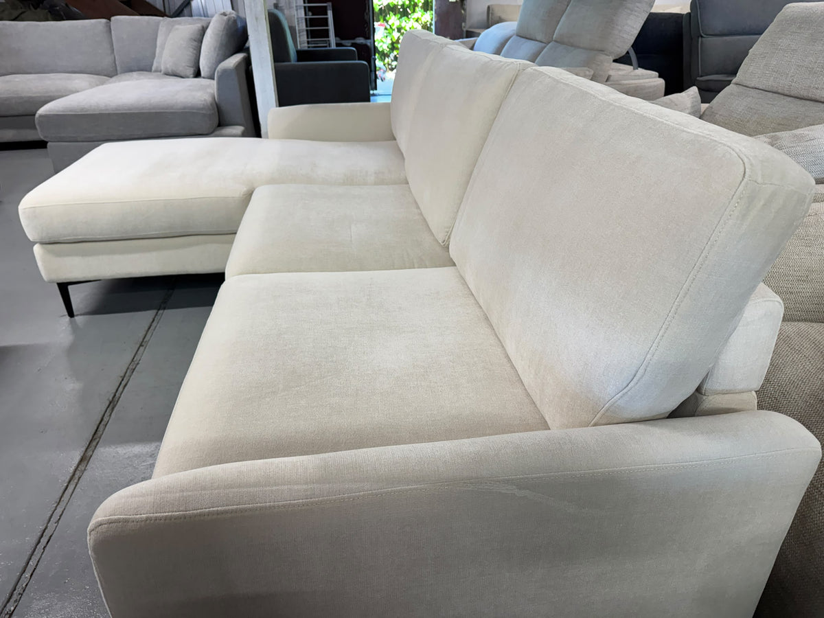 Brand New AIDA Cream L-Shape Reversible Chaise Sofa | Sydney Wide Delivery
