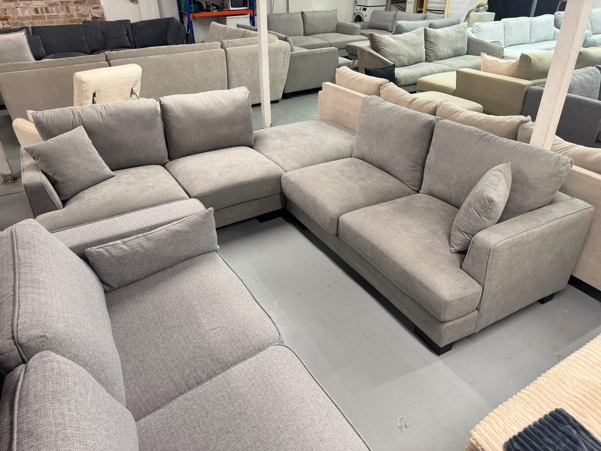 Brand New Grey Corner Sofa with Ottoman | Sydney Wide Delivery | Brand New
