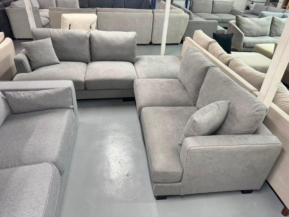 Brand New Grey Corner Sofa with Ottoman | Sydney Wide Delivery | Brand New