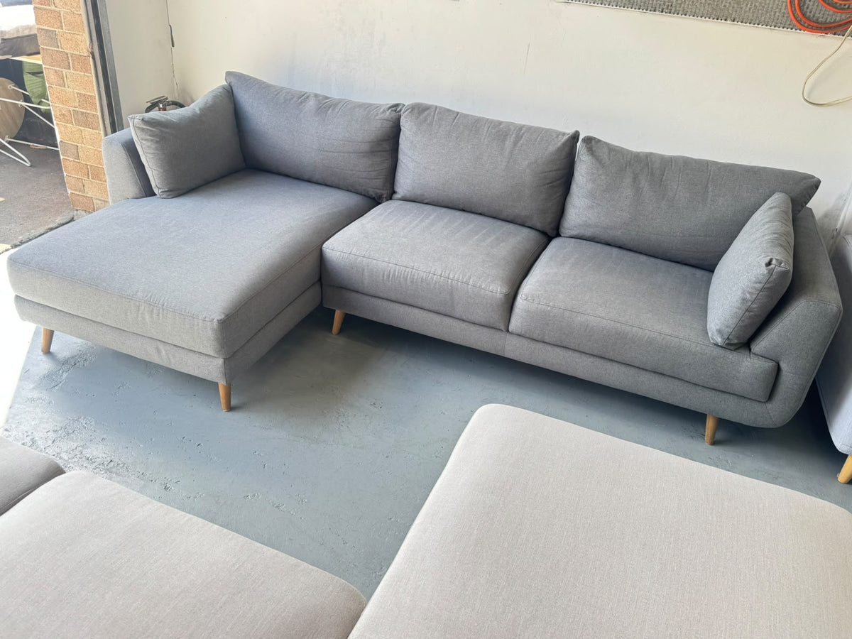 Nick Scali Grey L-Shape Sofa | Left-Side Chaise | Sydney Wide Delivery | Pre Owned