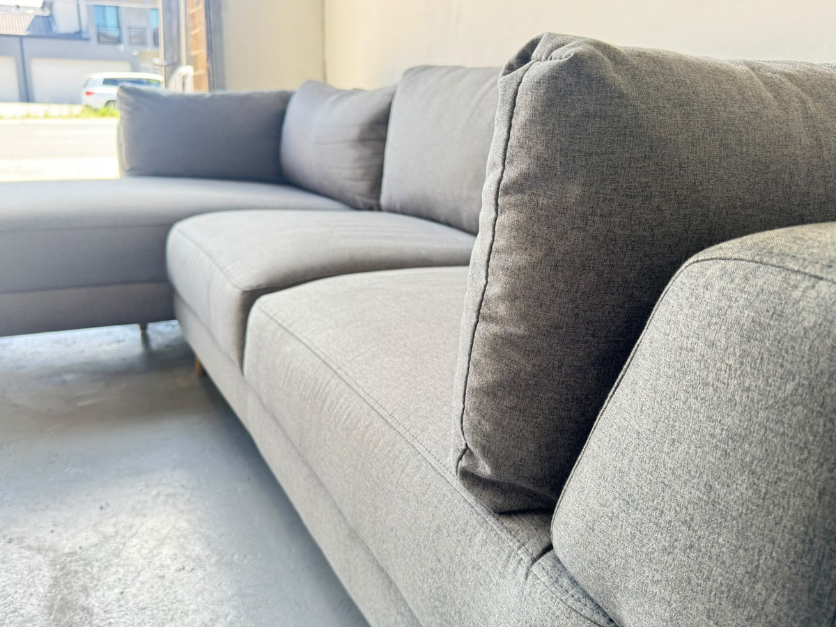 Nick Scali Grey L-Shape Sofa | Left-Side Chaise | Sydney Wide Delivery | Pre Owned