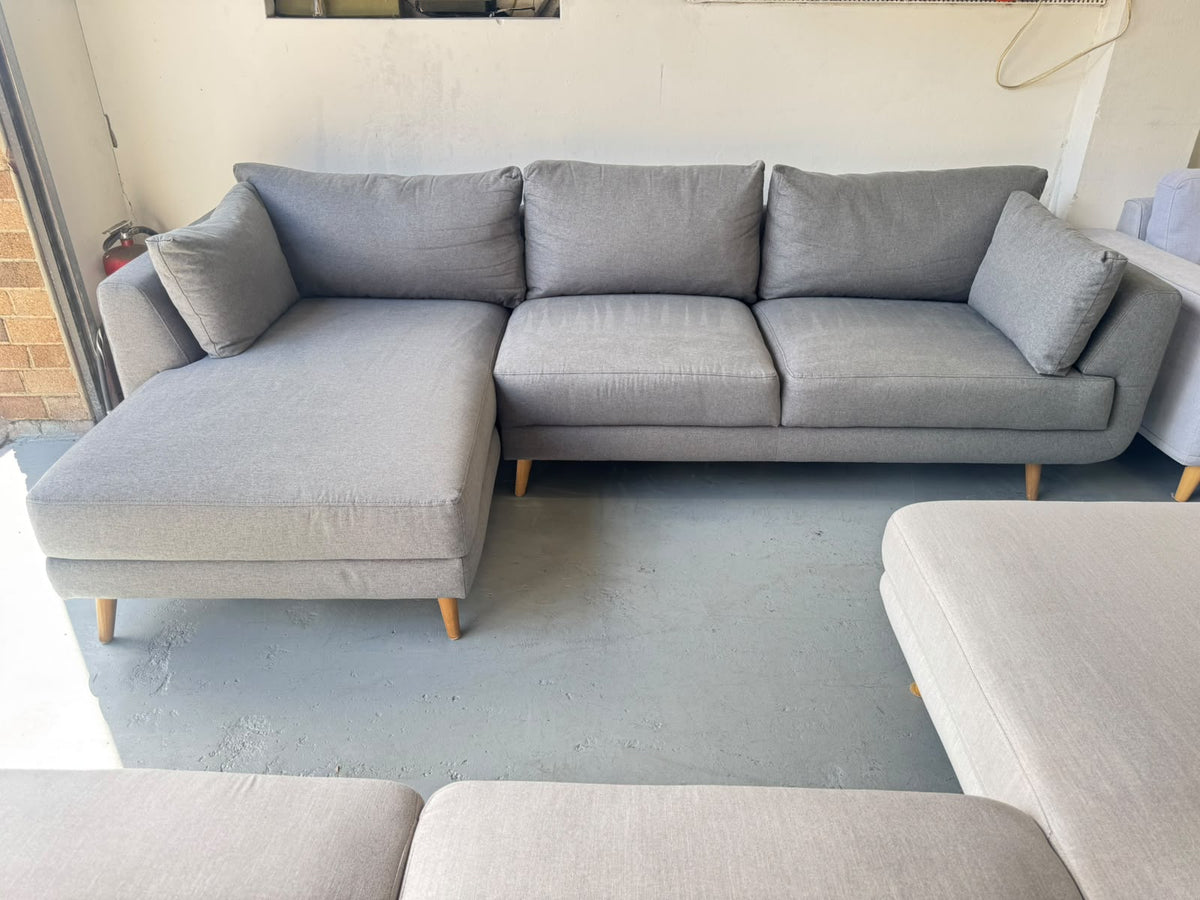 Nick Scali Grey L-Shape Sofa | Left-Side Chaise | Sydney Wide Delivery | Pre Owned