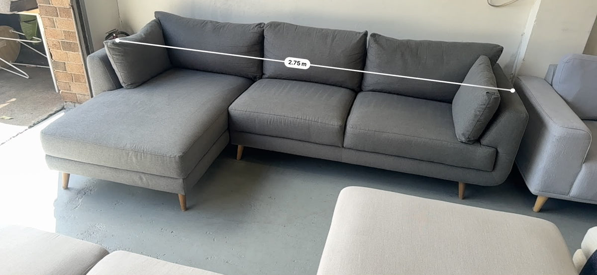 Nick Scali Grey L-Shape Sofa | Left-Side Chaise | Sydney Wide Delivery | Pre Owned