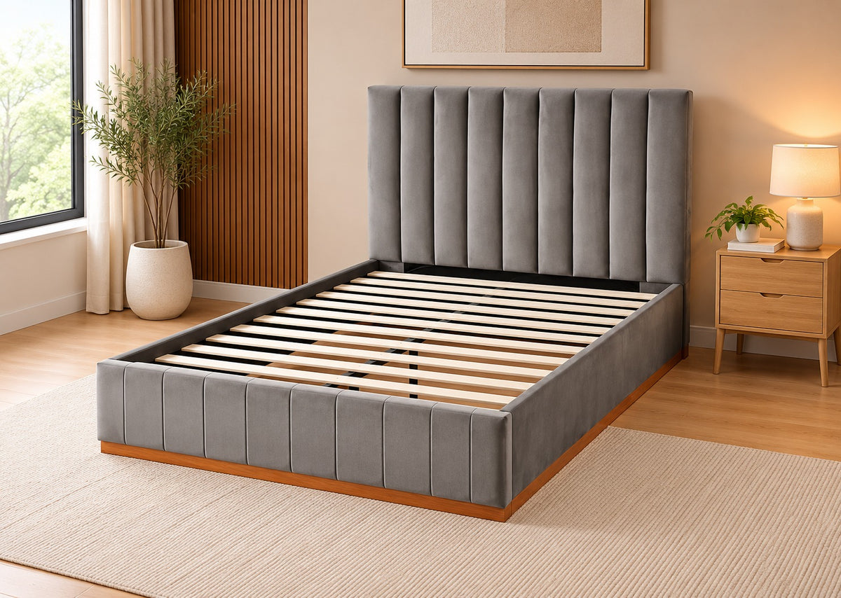 Brand New Suncity Tufted Dark Grey Velvet Bed Frame | Double Size | Sydney Wide Delivery