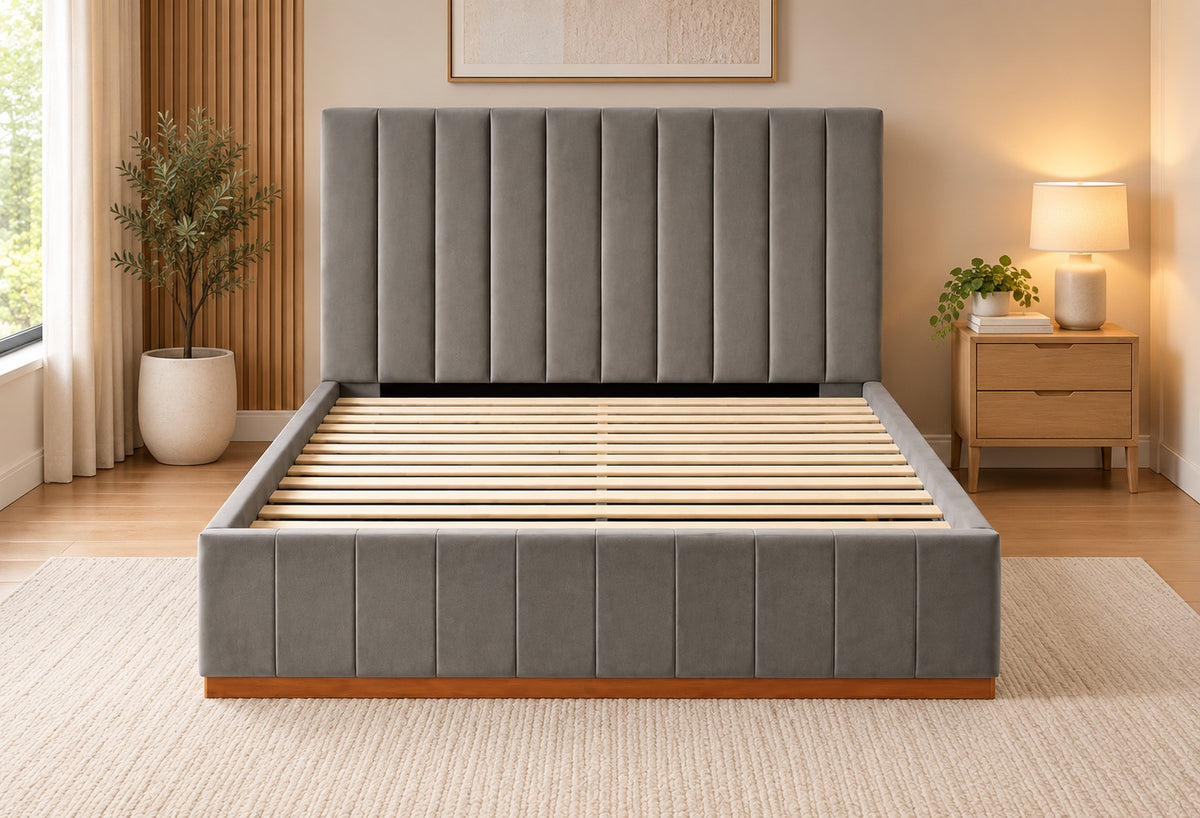 Brand New Suncity Tufted Dark Grey Velvet Bed Frame | Double Size | Sydney Wide Delivery