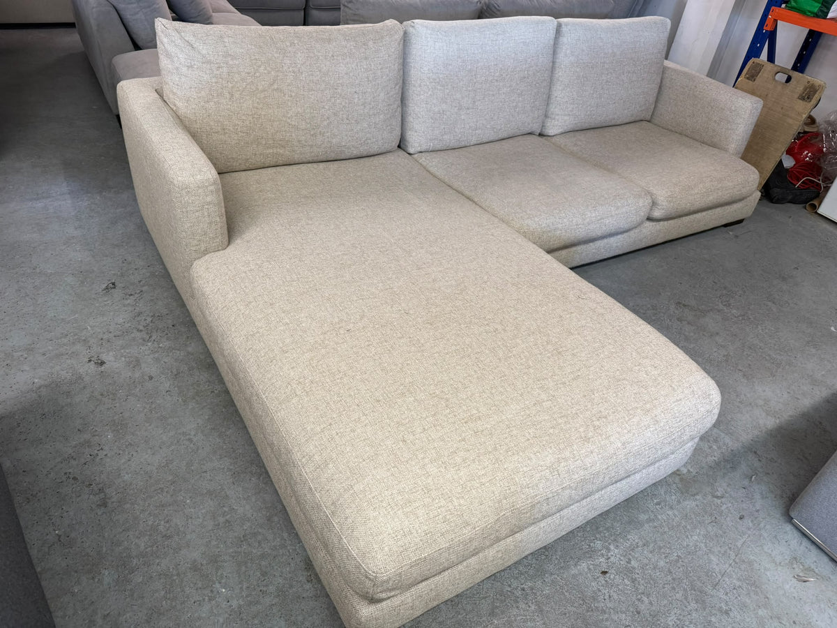 Freedom Beige L-Shape Sofa | Feather Comfort | Sydney Wide Delivery | Pre Owned