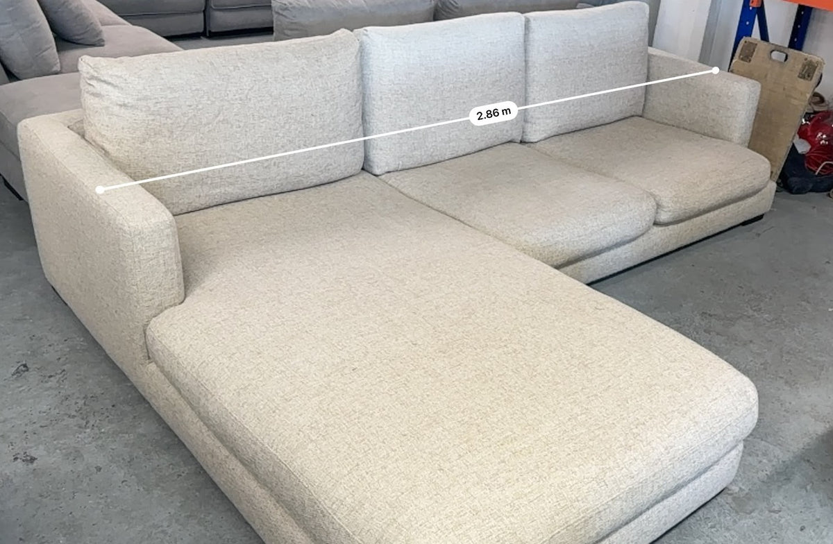 Freedom Beige L-Shape Sofa | Feather Comfort | Sydney Wide Delivery | Pre Owned