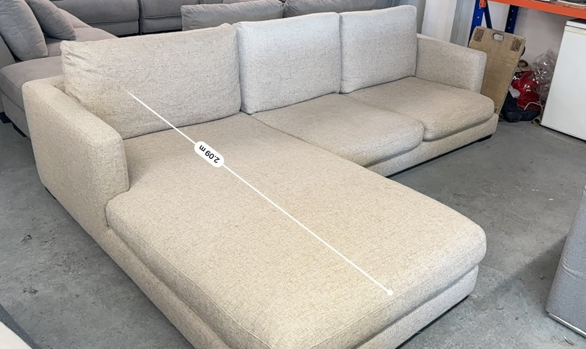 Freedom Beige L-Shape Sofa | Feather Comfort | Sydney Wide Delivery | Pre Owned