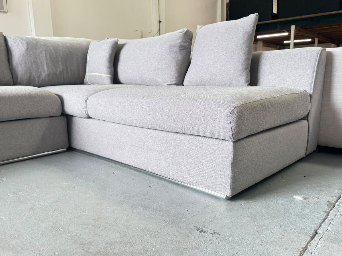 Focus On Furniture Light Grey L-Shape Sofa with Ottoman | Sydney Wide Delivery | Pre Owned