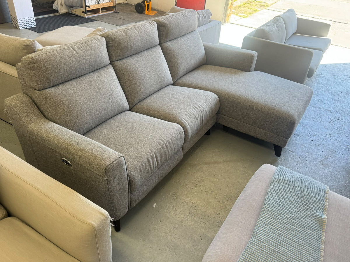 Electric Recliner Chaise Lounge | Light Grey | Sydney Wide Delivery | Pre Owned