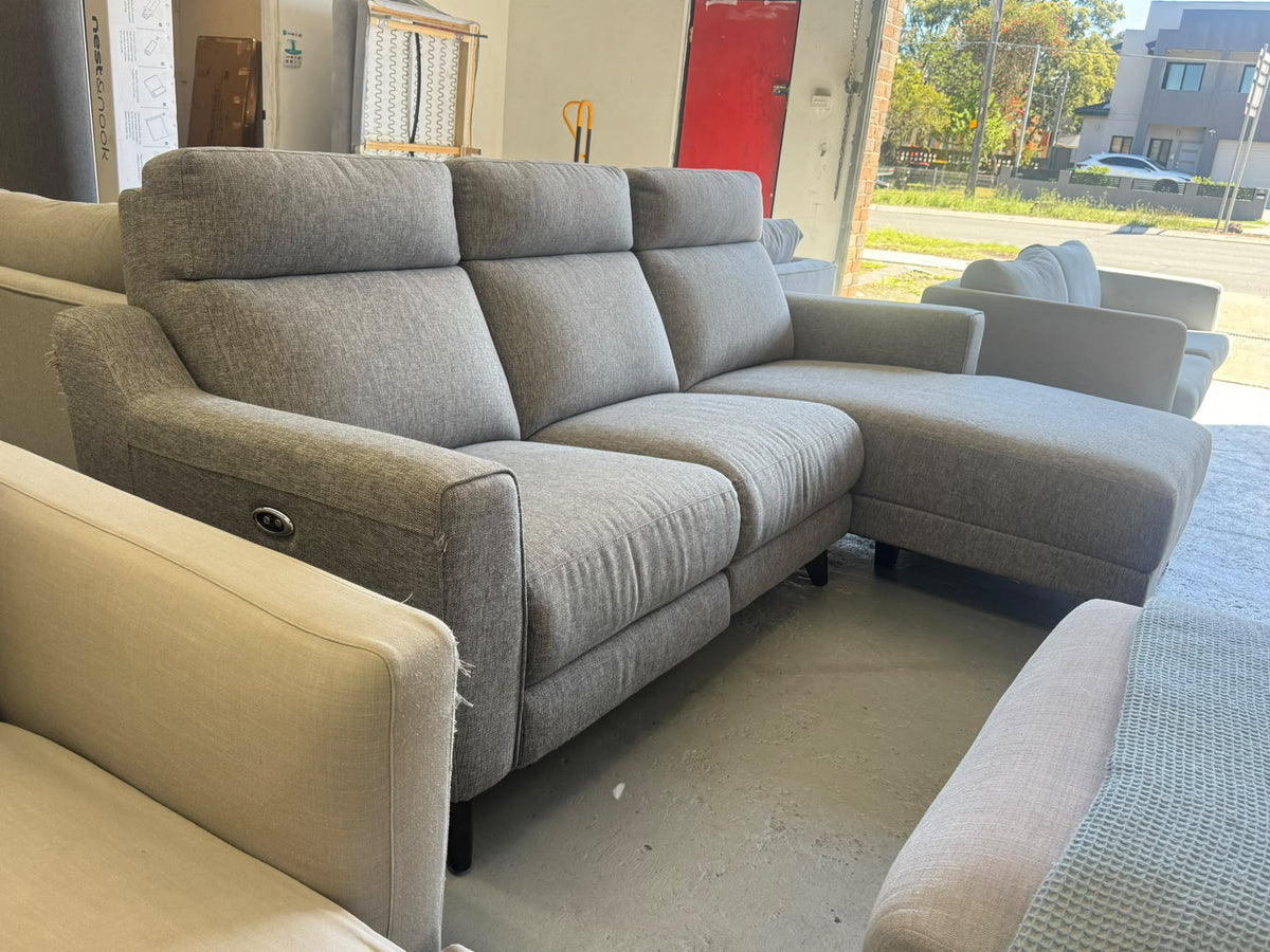 Electric Recliner Chaise Lounge | Light Grey | Sydney Wide Delivery | Pre Owned