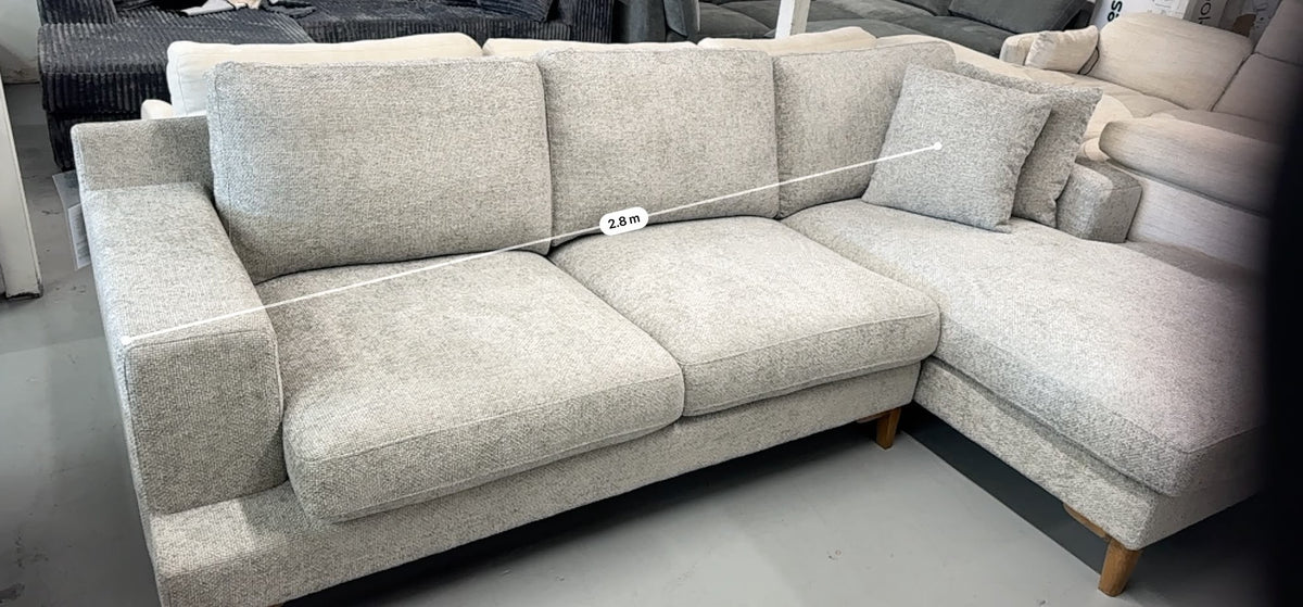 Brand New Zeal Right Hand Chaise Lounge | Light Grey | Sydney Wide Delivery