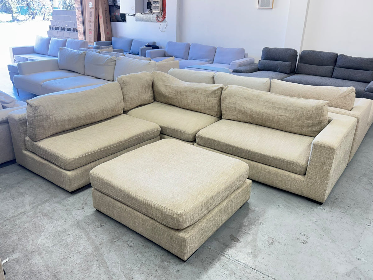 Freedom Beige Modular Lounge with Ottoman | Sydney Wide Delivery | Pre Owned