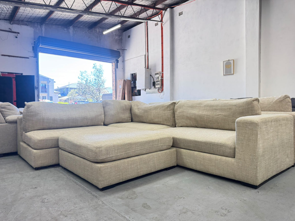 Freedom Beige Modular Lounge with Ottoman | Sydney Wide Delivery | Pre Owned