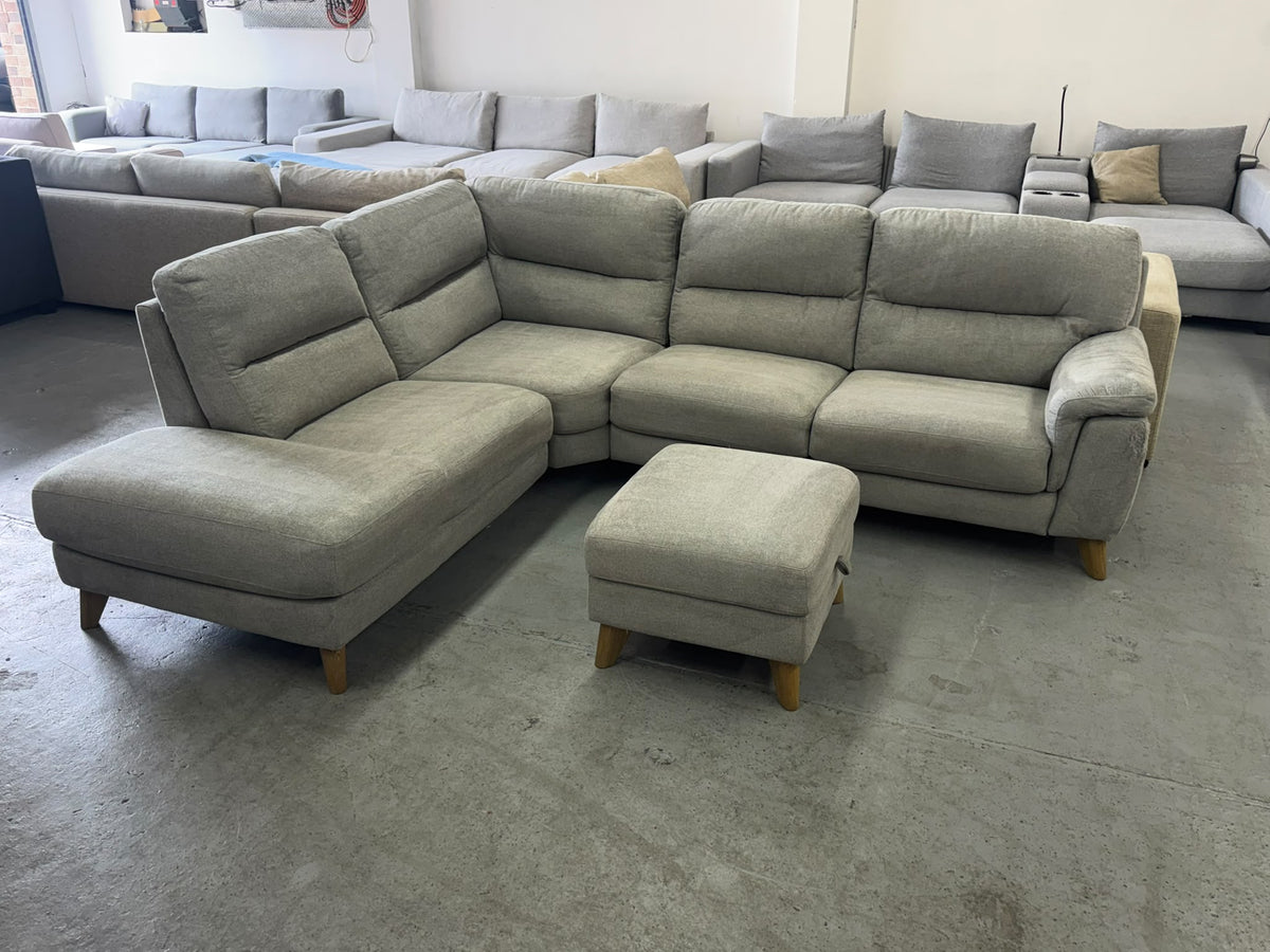 Plush L-Shape Corner Sofa & Storage Ottoman | Sydney Wide Delivery | Pre Owned