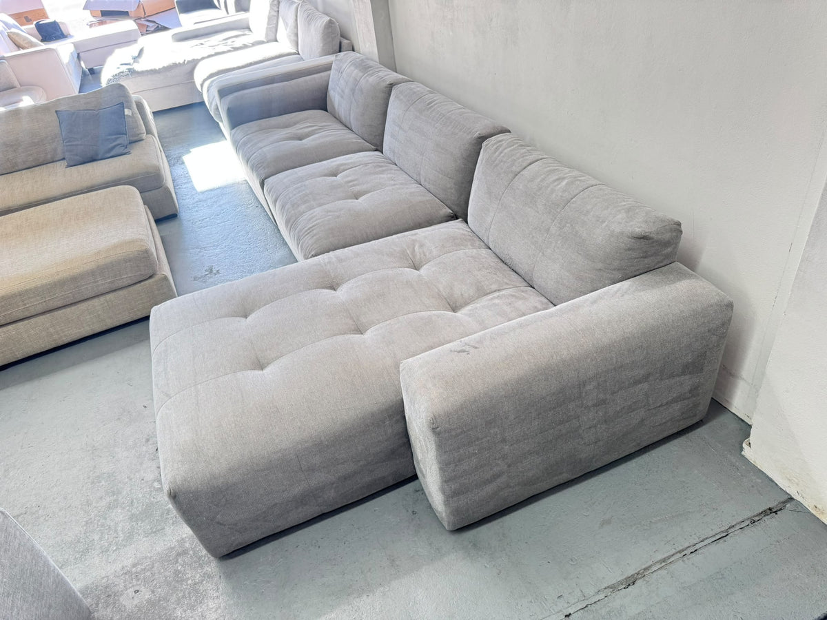 Plush Charcoal Grey L-Shape Sofa | Sydney Wide Delivery | Pre Owned