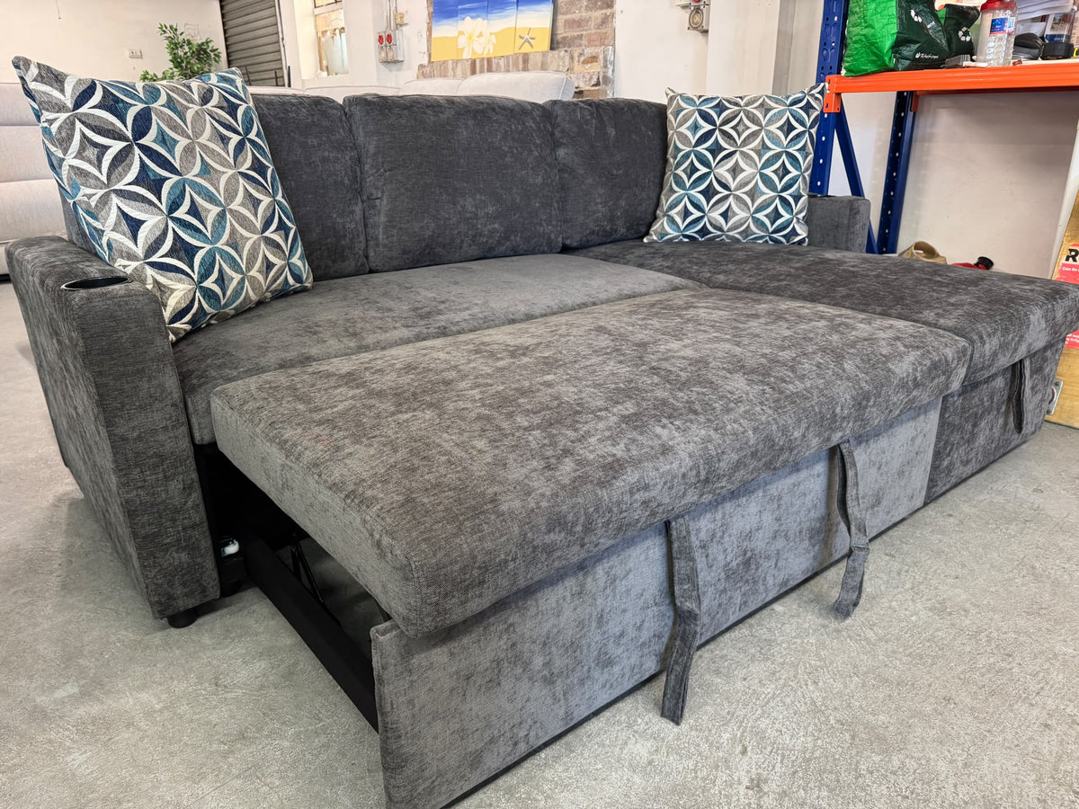 Space Saver Dark Grey Sofa Bed | Brand New L-Shape | Sydney Wide Delivery