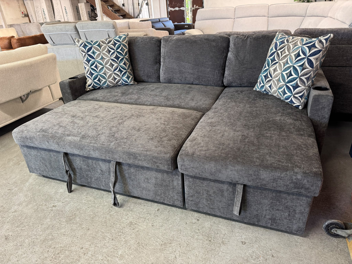 Space Saver Dark Grey Sofa Bed | Brand New L-Shape | Sydney Wide Delivery