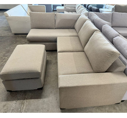 ⭐️Beige L- Shape sofa with Ottoman | Pre-owned – Steam cleaned | SYDNEY WIDE DELIVERY