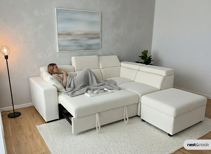 BRAND NEW - L-SHAPE SOFA BED WITH OTTOMAN – FREE DELIVERY