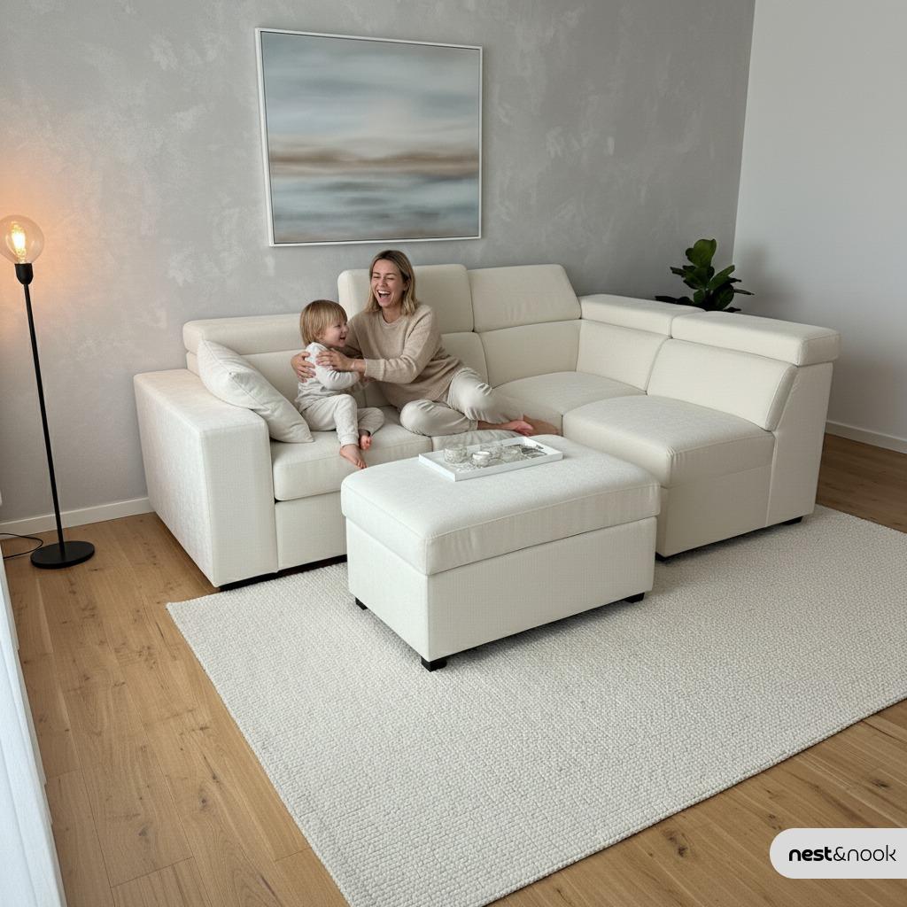 BRAND NEW - L-SHAPE SOFA BED WITH OTTOMAN – FREE DELIVERY