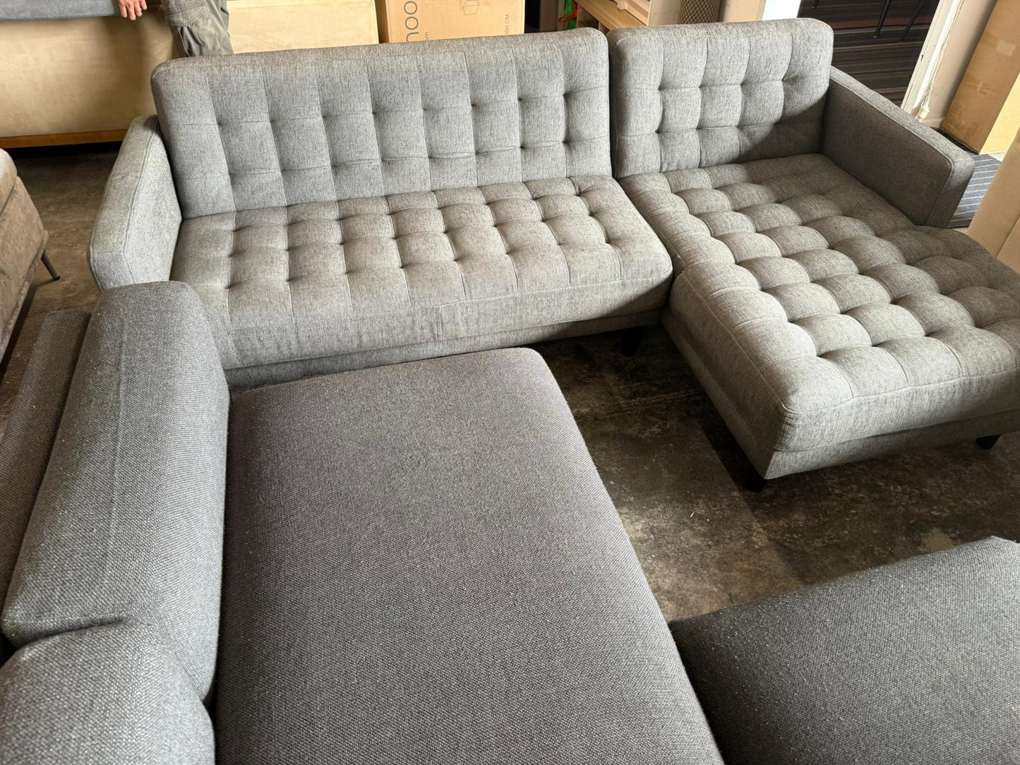 ⭐️ Lounge lovers L-Shape Charcoal Sofa  | Pre-owned – Steam cleaned | SYDNEY WIDE DELIVERY