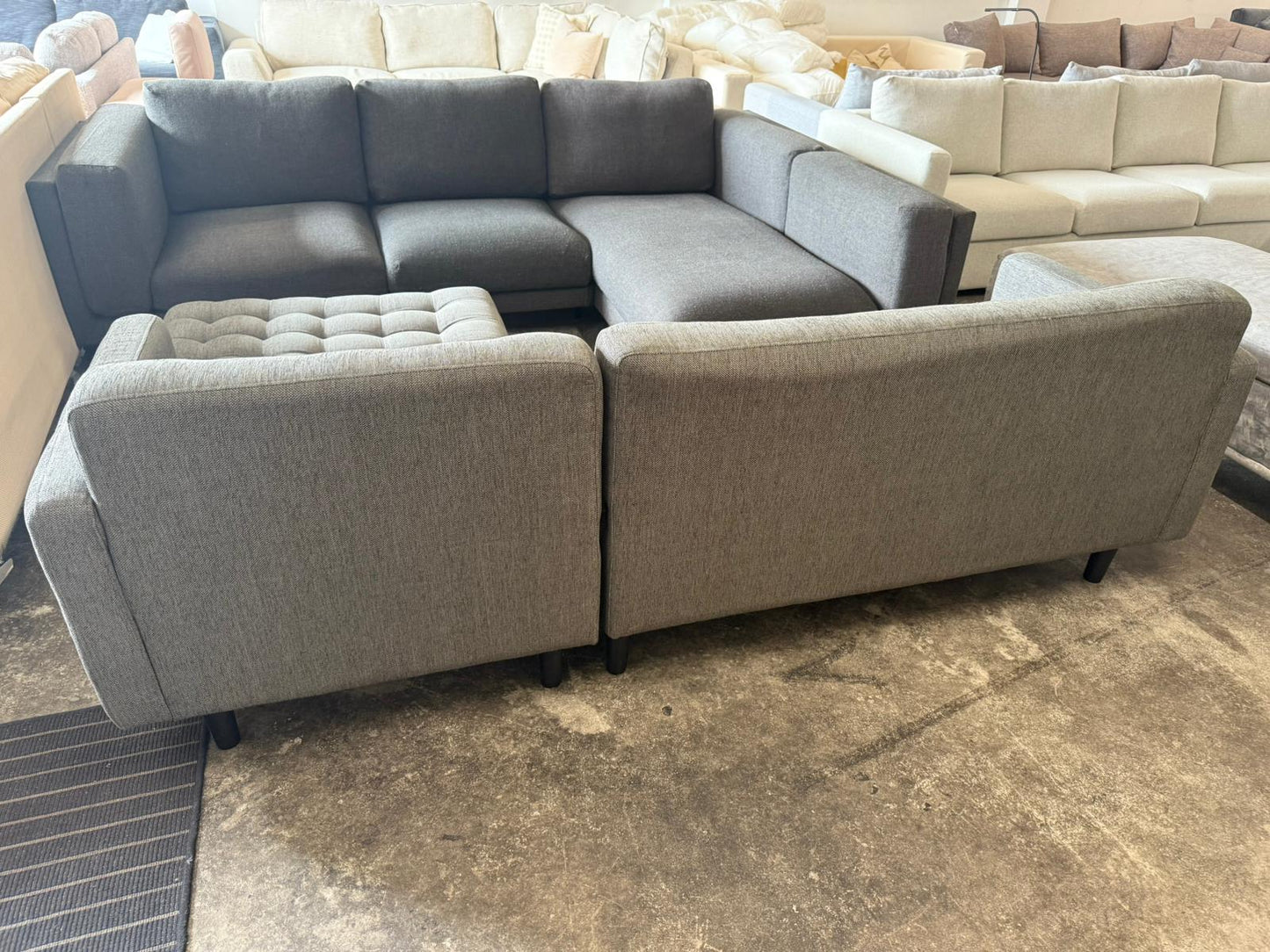 ⭐️ Lounge lovers L-Shape Charcoal Sofa  | Pre-owned – Steam cleaned | SYDNEY WIDE DELIVERY