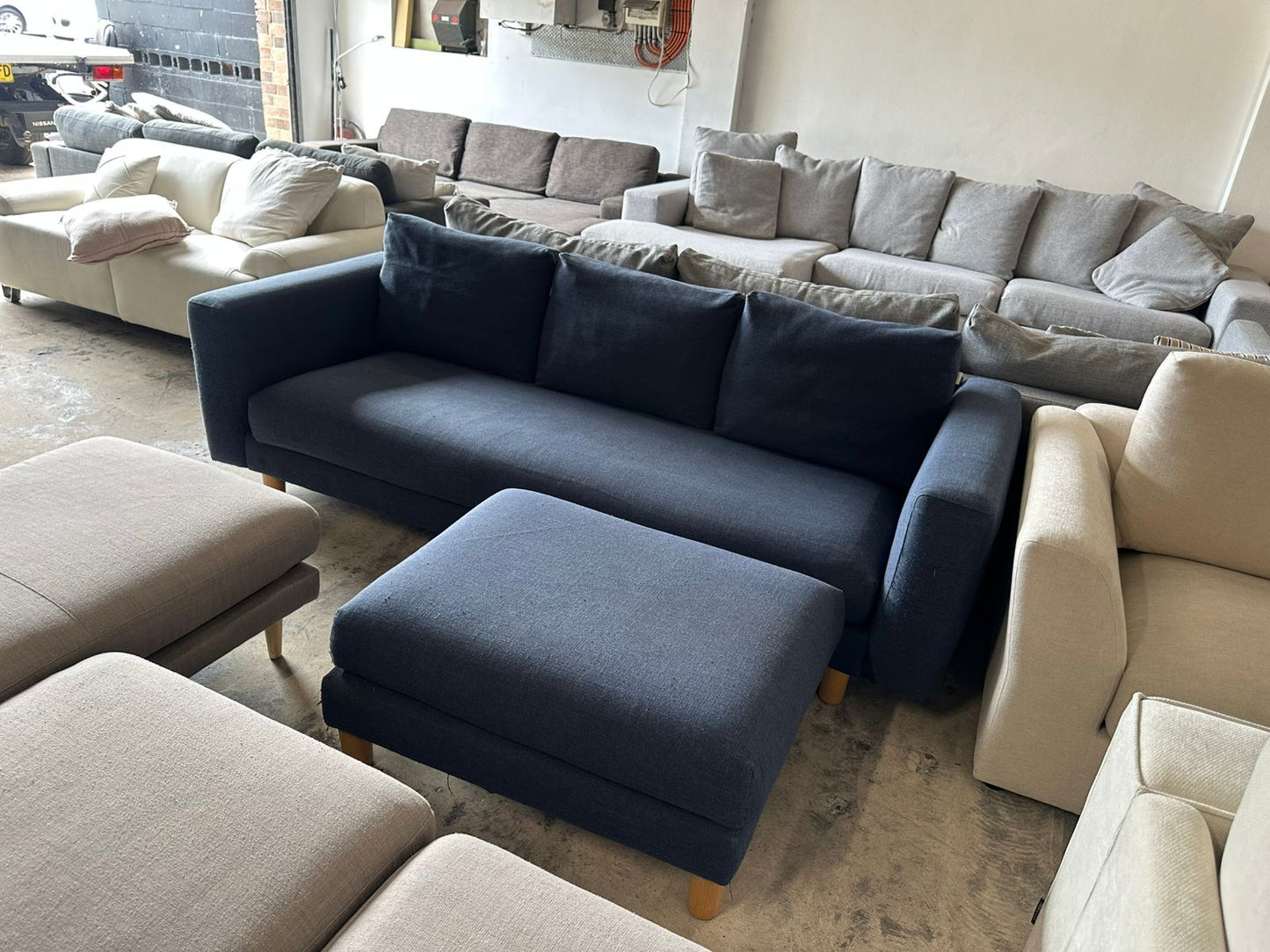 ⭐️ Koala Blue Three seater with ottoman | Pre-owned – Steam cleaned | SYDNEY WIDE DELIVERY