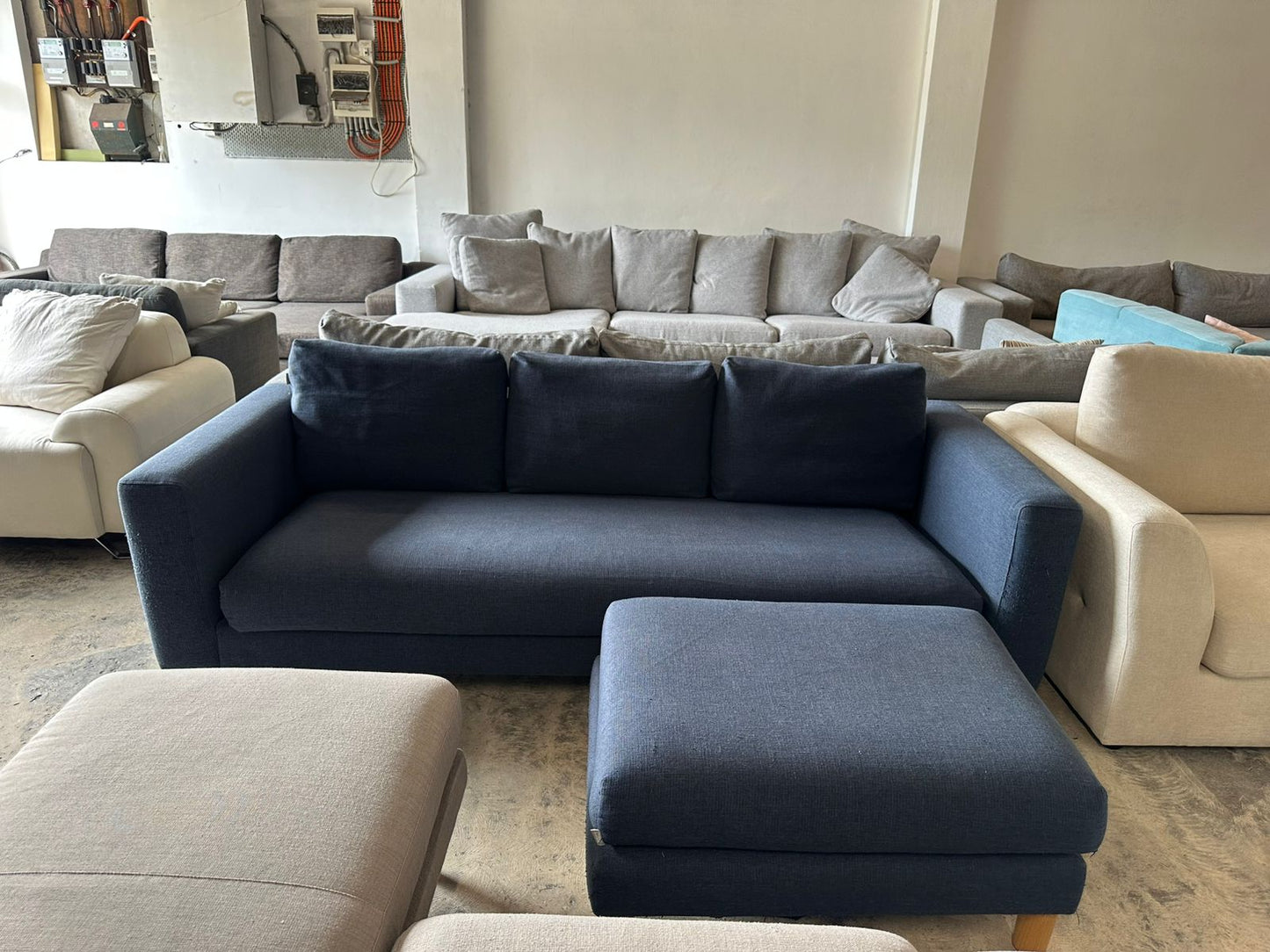 ⭐️ Koala Blue Three seater with ottoman | Pre-owned – Steam cleaned | SYDNEY WIDE DELIVERY