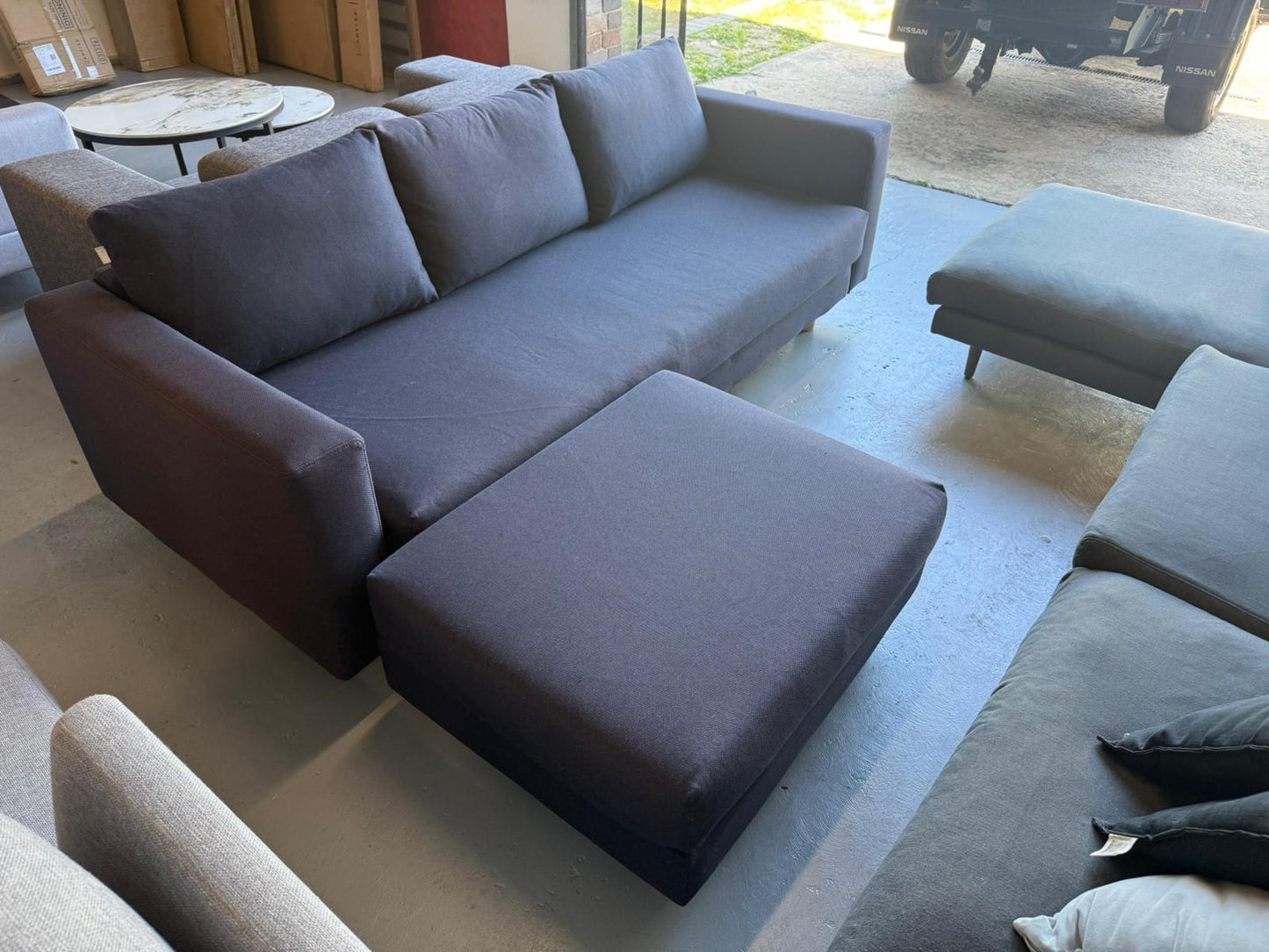 ⭐️ Koala 3 seater with ottoman (Navy blue ) | Pre-owned – Steam cleaned | SYDNEY WIDE DELIVERY