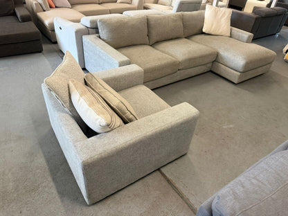 ⭐️ Grey L shape + rotating arm chair | Pre-owned – Steam cleaned | SYDNEY WIDE DELIVERY