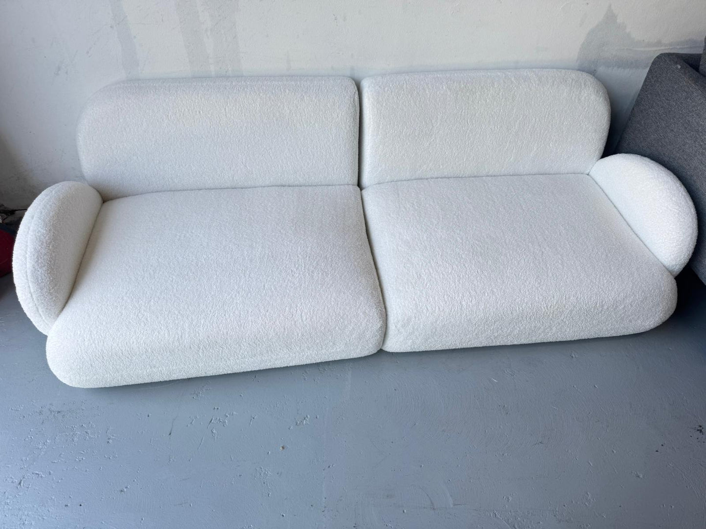 ⭐️ Boucle white 2 seater sofa | Pre-owned – Steam cleaned | SYDNEY WIDE DELIVERY