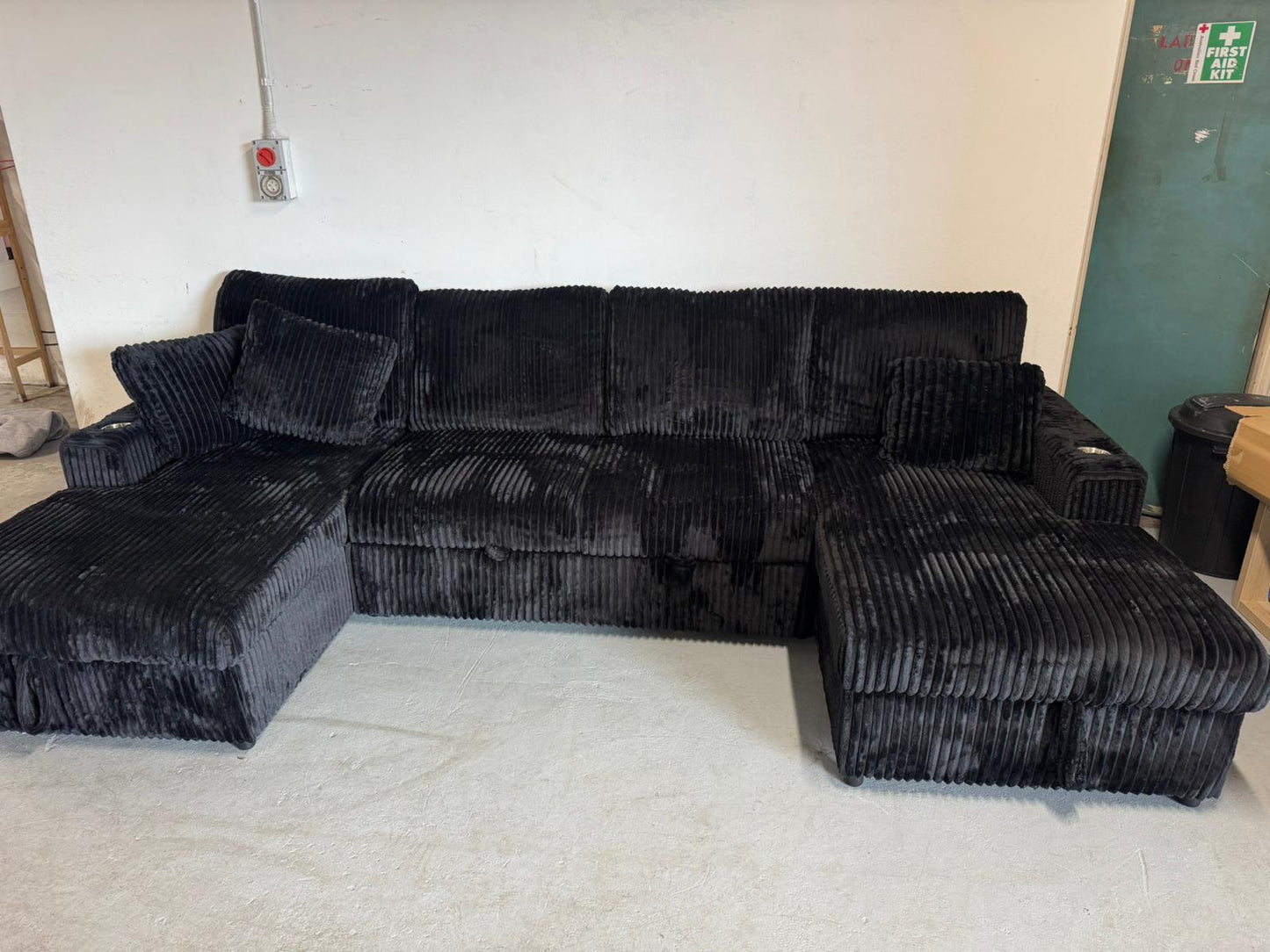 🌟 Brand New Black U-Shape Sofa Bed – Modern Comfort Meets Smart Design 🌟