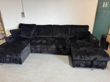 🌟 Brand New Black U-Shape Sofa Bed – Modern Comfort Meets Smart Design 🌟