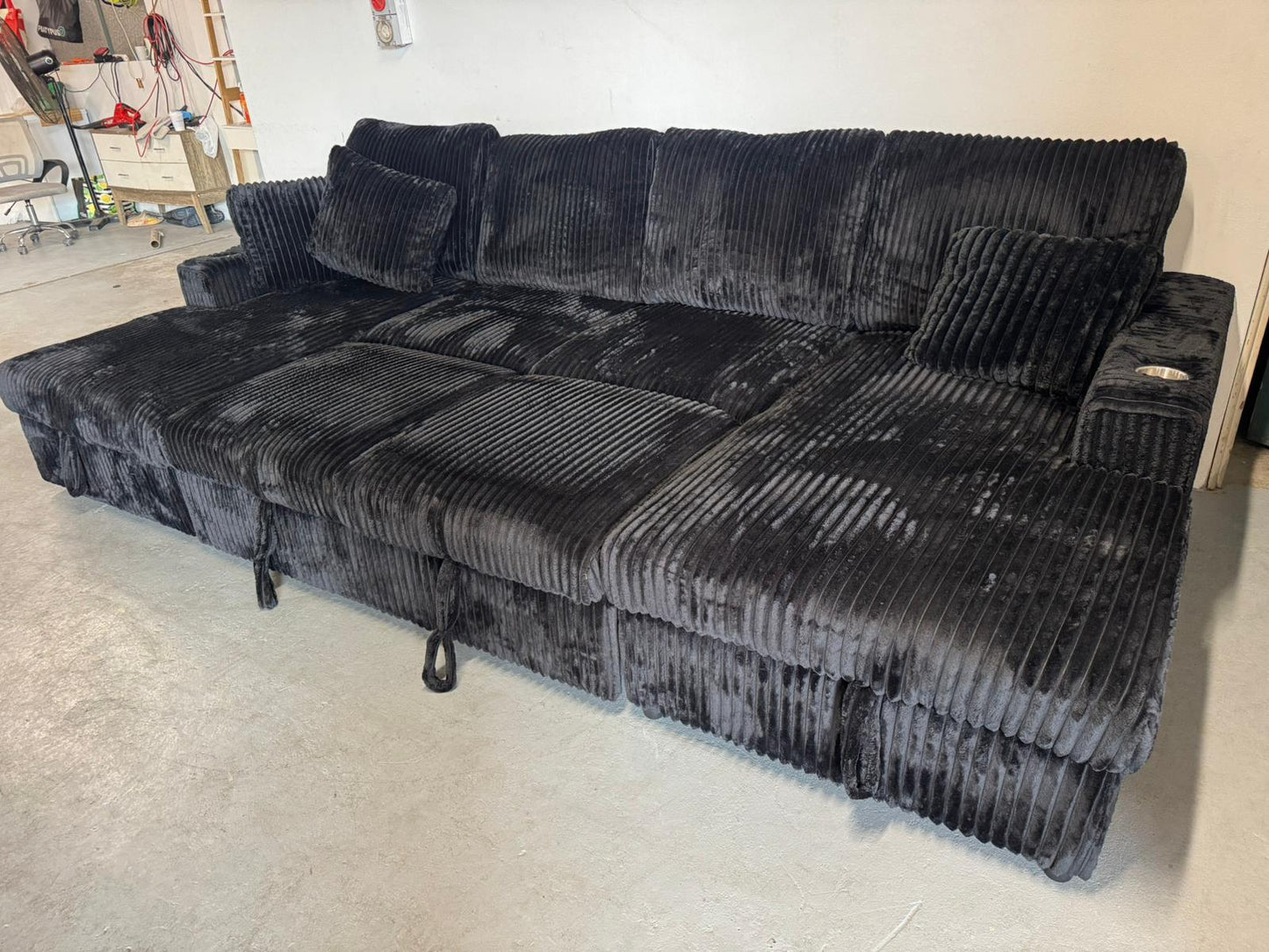 🌟 Brand New Black U-Shape Sofa Bed – Modern Comfort Meets Smart Design 🌟
