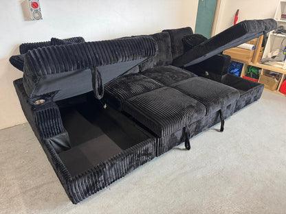 🌟 Brand New Black U-Shape Sofa Bed – Modern Comfort Meets Smart Design 🌟