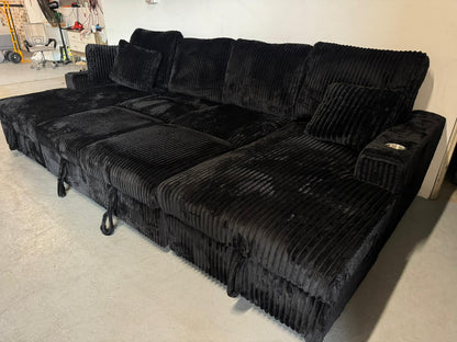 🌟 Brand New Black U-Shape Sofa Bed – Modern Comfort Meets Smart Design 🌟