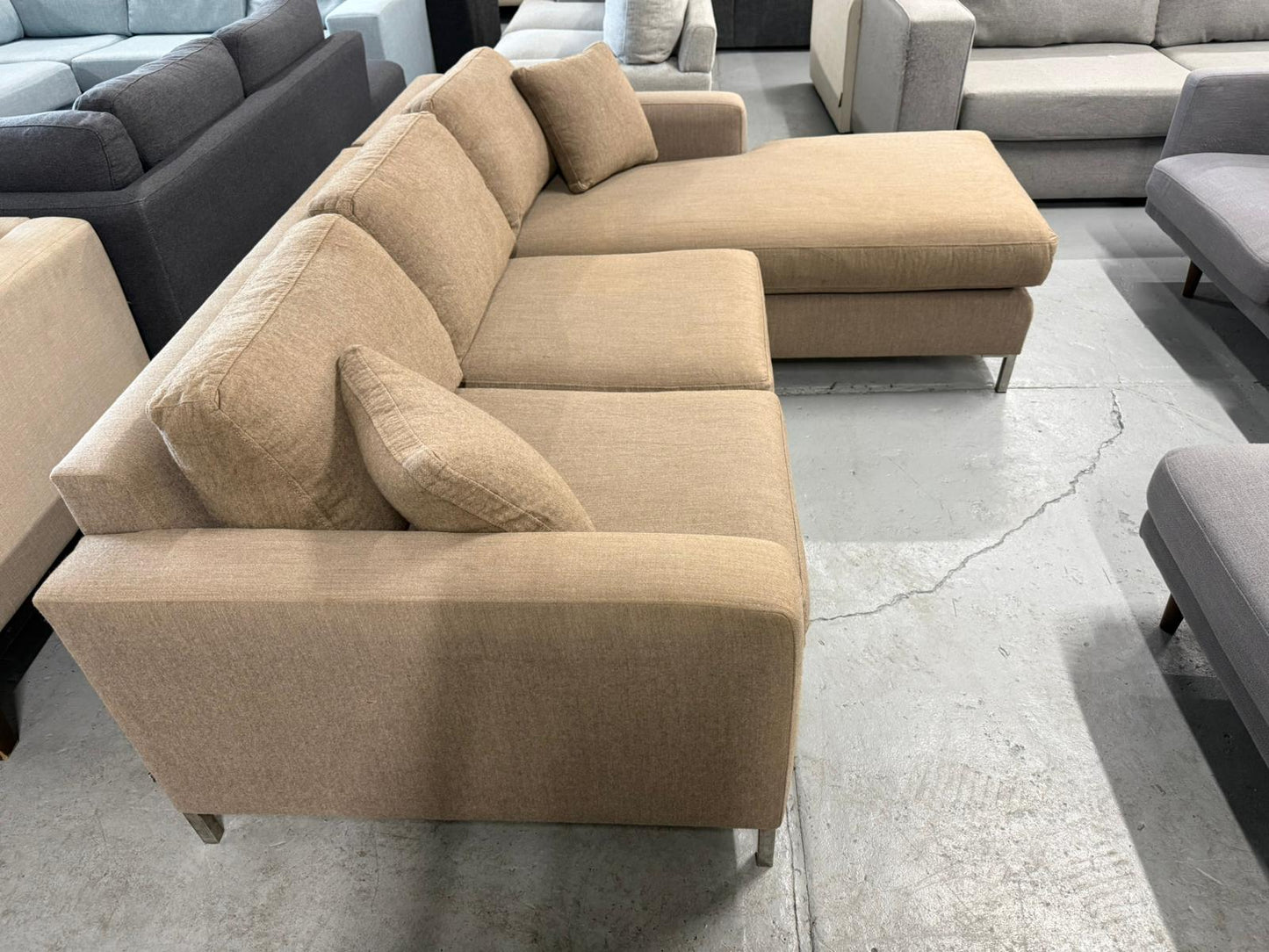 ⭐️ Mocha L shape lounge  | Pre-owned – Steam cleaned | SYDNEY WIDE DELIVERY
