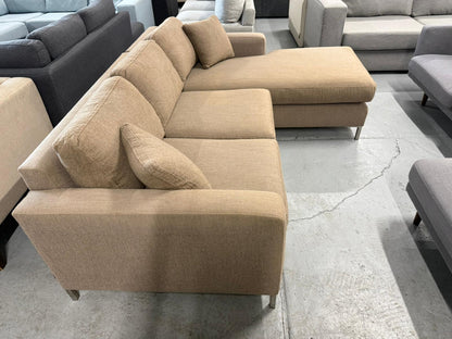 ⭐️ Mocha L shape lounge  | Pre-owned – Steam cleaned | SYDNEY WIDE DELIVERY