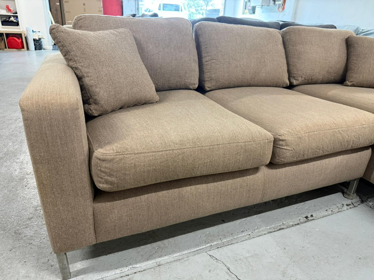 ⭐️ Mocha L shape lounge  | Pre-owned – Steam cleaned | SYDNEY WIDE DELIVERY
