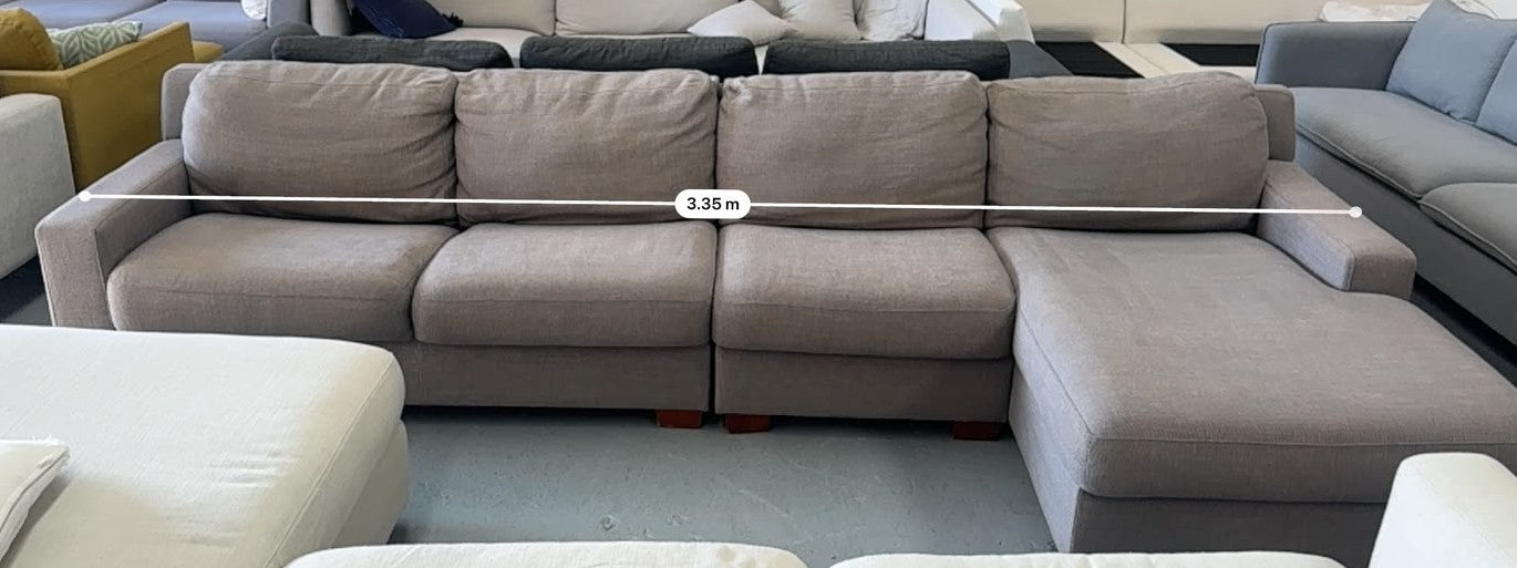 Plush Beige L-Shape Sofa – 4 Wide Seats | Pre-Owned | Steam Cleaned | Sydney-Wide Delivery