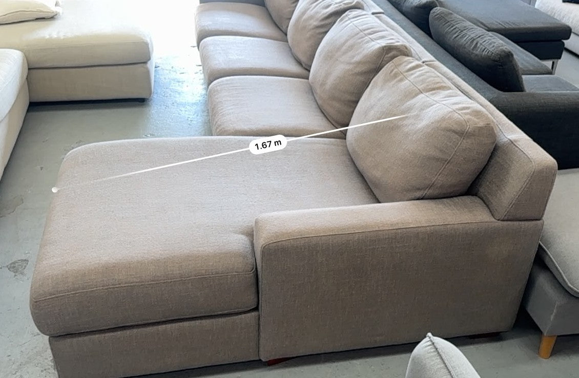 Plush Beige L-Shape Sofa – 4 Wide Seats | Pre-Owned | Steam Cleaned | Sydney-Wide Delivery