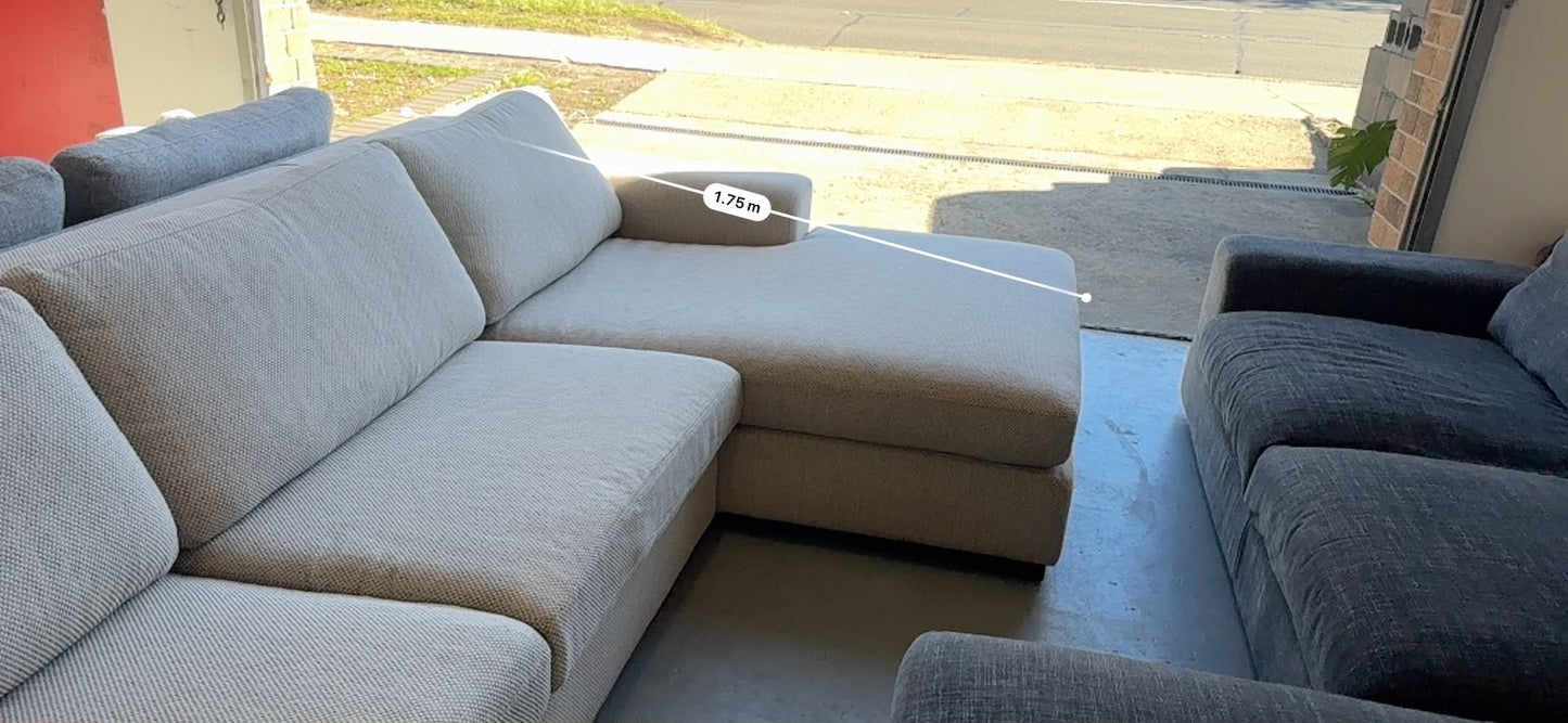 Plush Beige L-Shape Sofa | Pre-Owned | Steam Cleaned | Sydney Wide Delivery