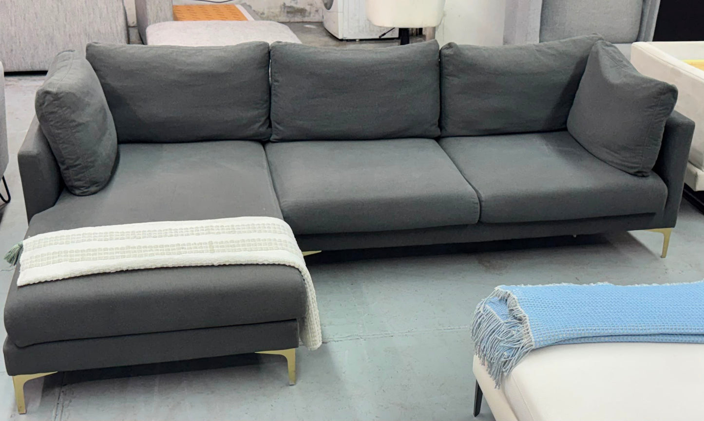 Castelery Grey L-Shape Sofa | Pre-Owned | Steam Cleaned | Sydney Wide Delivery
